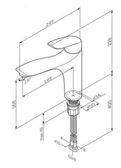 Смеситель Am.Pm Bliss L F5300064 схема 4