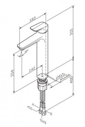 Высокий смеситель Am.Pm Spirit для раковины F7092100 схема 2