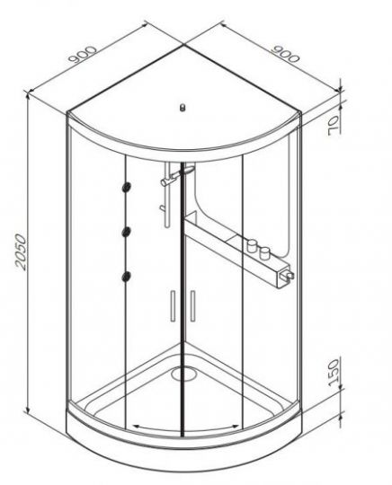 Душевая кабина угловая Am.Pm Like 2 (Лайк) 90х90 схема 2