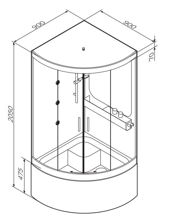 Душевая кабина с глубоким поддоном Am.Pm Like 4 (Лайк) 90х90 см схема 2