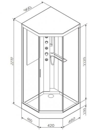 Угловая душевая кабина Am.Pm Gem 90 (Гем) 90х90 ФОТО