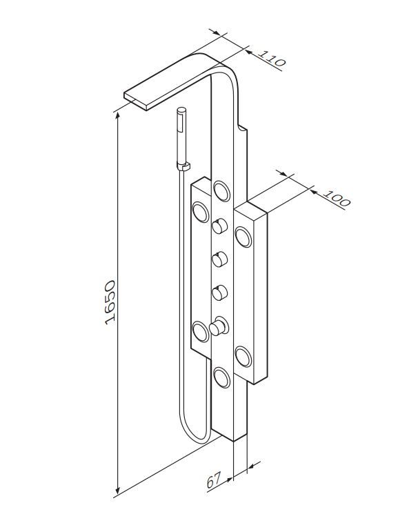Душевая панель с гидромассажем Am.Pm Tender 1 (Тендер) 31х165 схема 1