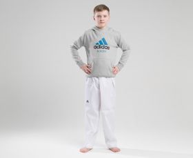 Толстовка с капюшоном серо-голубая (Худи) детская Adidas Community Hoody Karate Kids ADICHK-K