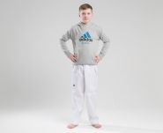 Толстовка с капюшоном серо-голубая (Худи) детская Adidas Community Hoody Karate Kids ADICHK-K