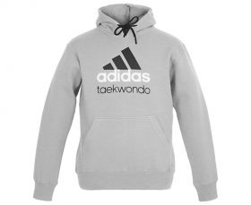 Толстовка с капюшоном серо-черная (Худи) Adidas Community Hoody Taekwondo ADICHTKD