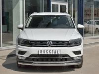Защита переднего бампера d63 секции-d42 дуга VOLKSWAGEN TIGUAN 2017- (кроме Off Road)