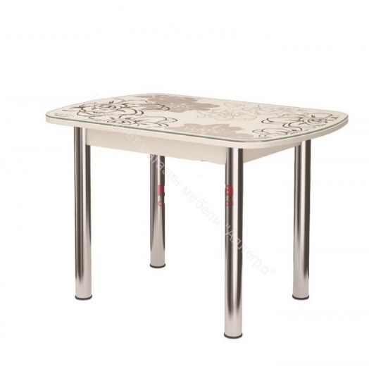 Стол обеденный "Бостон" Ваниль/хром брифинг