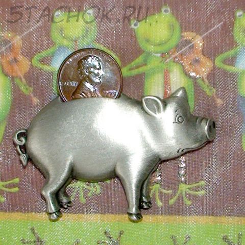 Брошь "Хрюшка-копилка" под олово и медь