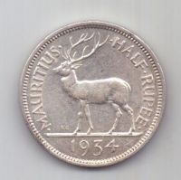 1/2 рупии 1934 года Маврикий UNC Великобритания