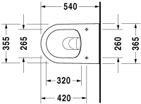 Безободковый унитаз Duravit Darling New 255709 схема 1