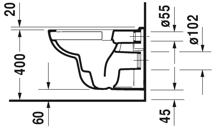 Безободковый унитаз Duravit D-Code 257009 схема 2