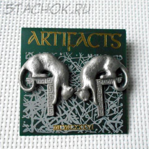 Серьги-гвоздики "Кошечка у пьедестала" (JJ США)