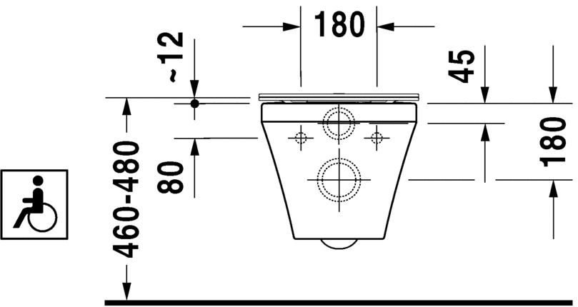 Безободковый унитаз Duravit DuraStyle 255909 схема 3