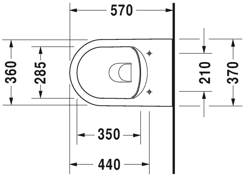 Унитаз Duravit ME By Starck rimless 452909 Комплект: 252909 + 002009 схема 1