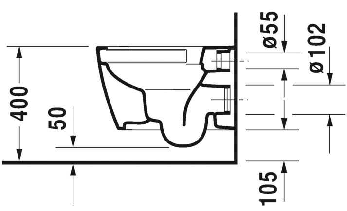 Унитаз Duravit ME By Starck rimless 453009 Комплект: 253009 + 002019 схема 2