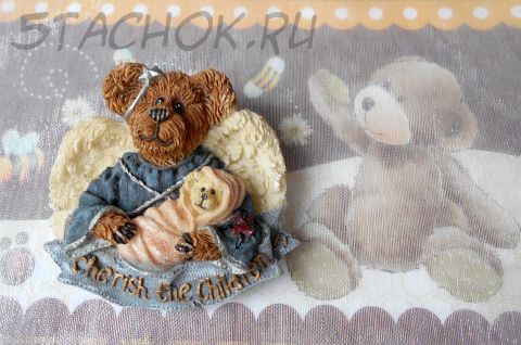 Брошь "Мишка-ангел с малышом" (TBC США)