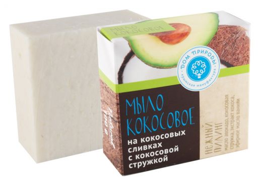Мыло на кокосовых сливках с кокосовой стружкой "Нежный пилинг"