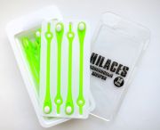 Cиликоновые шнурки для обуви Hilaces цвет Салатовый/Белый в раскрытой упаковке