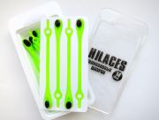 Cиликоновые шнурки для обуви Hilaces цвет Салатовый/Черный в раскрытой упаковке