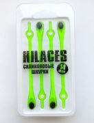 Cиликоновые шнурки для обуви Hilaces цвет Салатовый/Черный