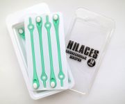 Cиликоновые шнурки для обуви Hilaces цвет Мятный/Белый в раскрытой упаковке