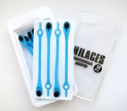 Cиликоновые шнурки для обуви Hilaces цвет Бирюзовый/Черный в раскрытой упаковке