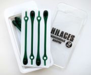 Cиликоновые шнурки для обуви Hilaces цвет Зеленый/Черный в раскрытой упаковке