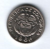 10 сентаво 1966 г. Колумбия AUNC