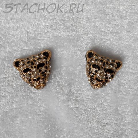 Серьги-гвоздики "Леопард" цвет золота (Joan Rivers США)