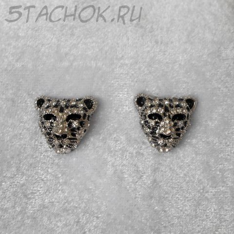 Серьги-гвоздики "Леопард" цвет серебра (Joan Rivers США)