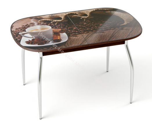 Стол обеденный "Gold foto" хром Кофе/Венге