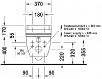 Унитаз с функцией биде Duravit Happy D.2. SensoWash 255059 схема 4