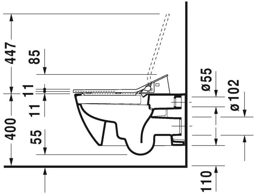 Унитаз с функцией биде Duravit Happy D.2. SensoWash 255059 схема 9