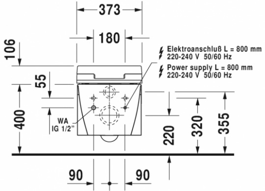 Унитаз с функцией биде Duravit Starck 2 SensoWash 253359 схема 12