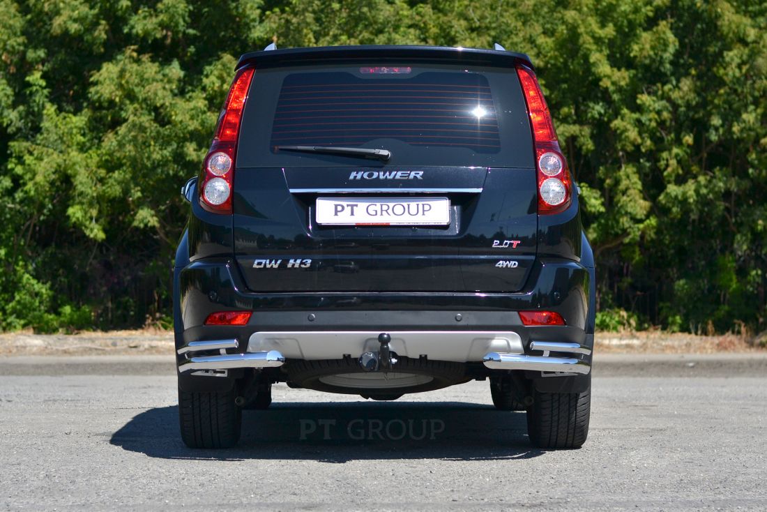 Защита заднего бампера двойная угловая D63/38мм (НПС) GREAT WALL Hover H3 2017-