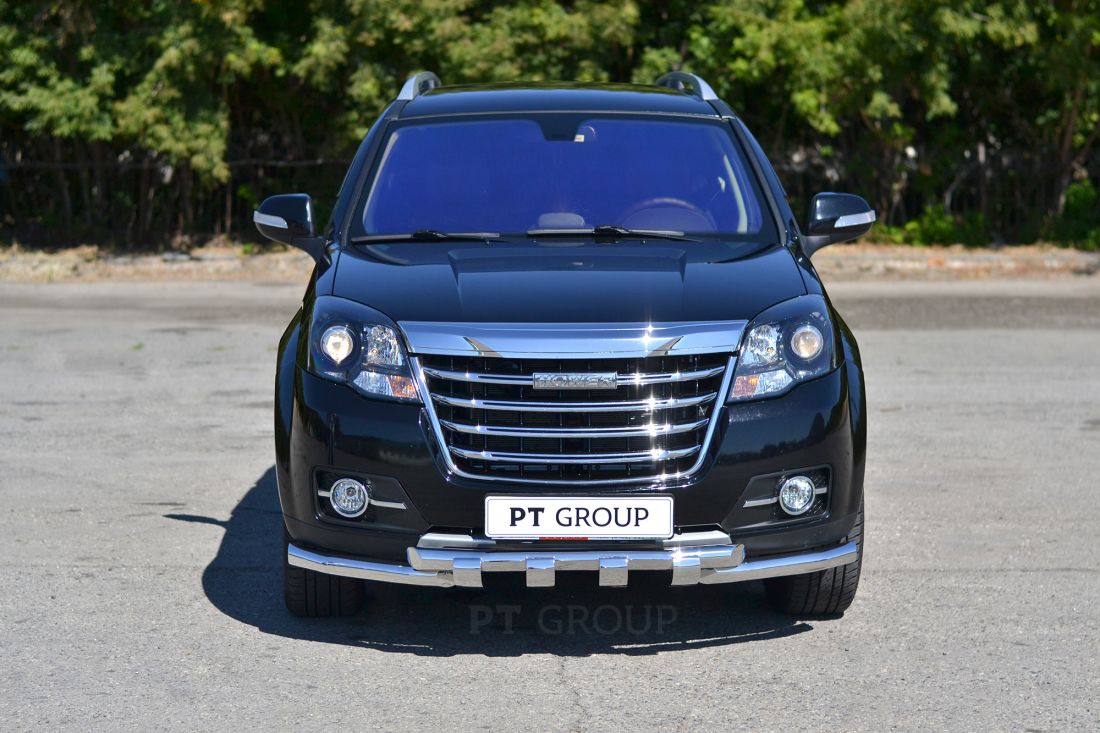 Защита переднего бампера двойная с зубьями D63/63мм (НПС) GREAT WALL Hover H3 2017-