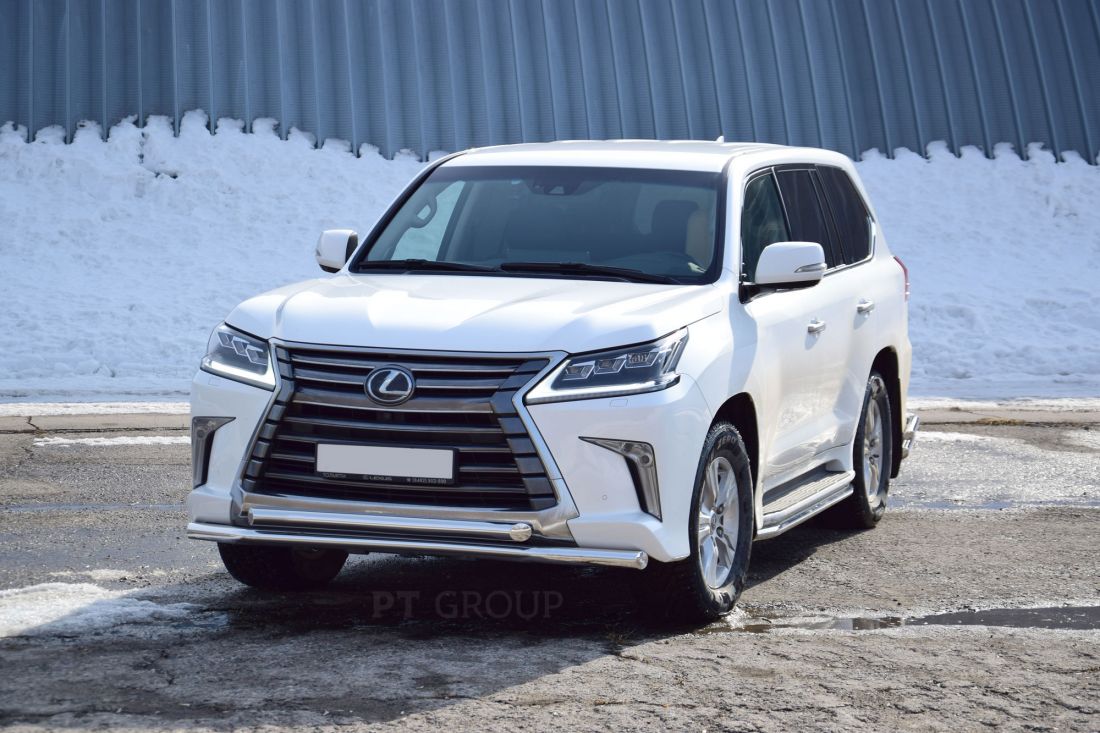 Защита переднего бампера двойная D63/63мм (НПС) LEXUS LX 450D 2015-
