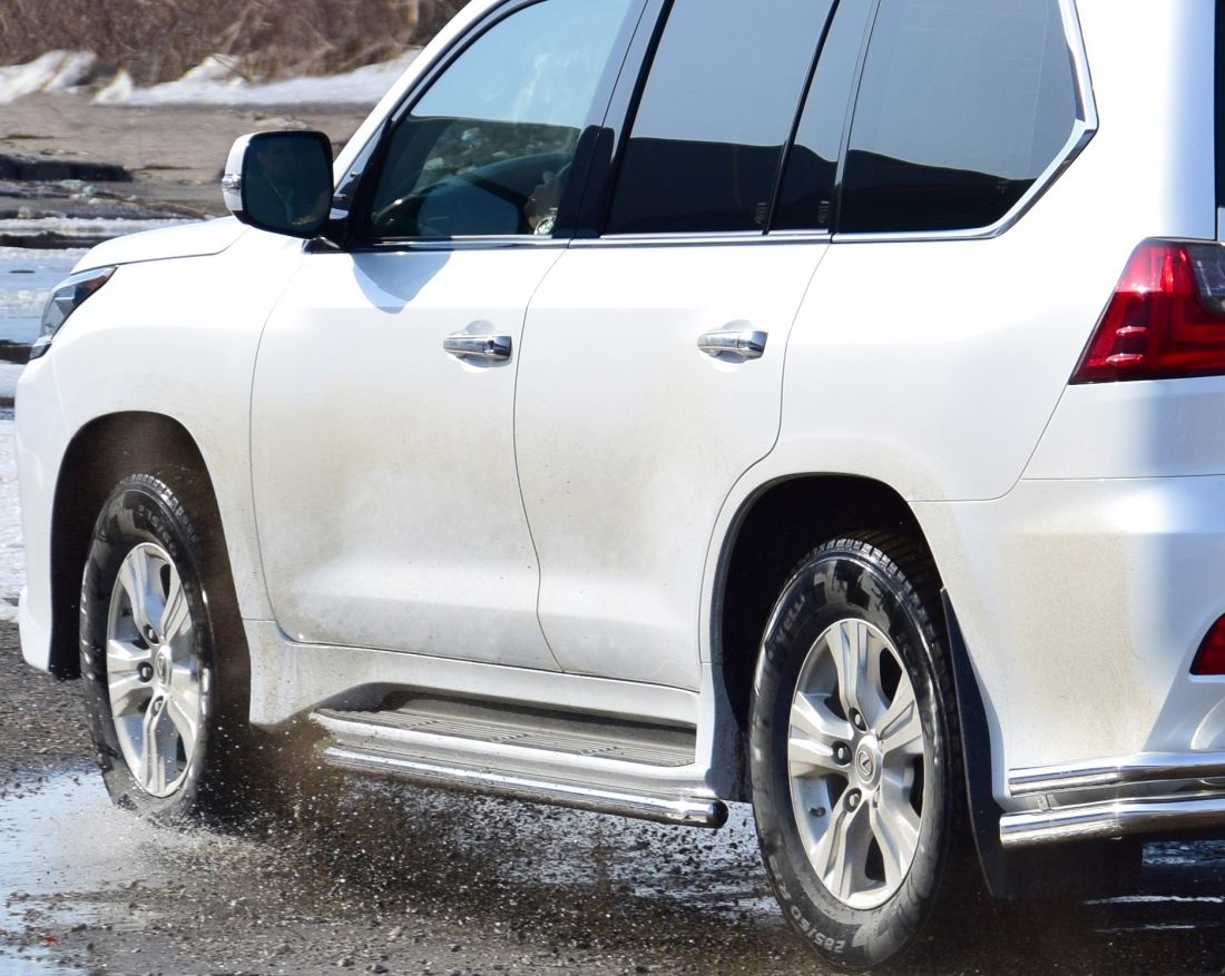 Защита порогов окантовка ?51мм (НПС) LEXUS LX 450D 2015-