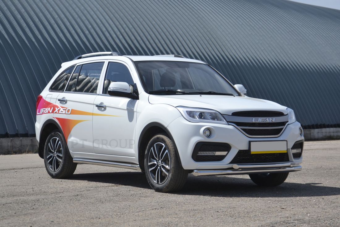 Защита порогов вогнутая ?63мм (НПС) LIFAN X60 2017-