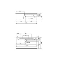 Раковина с левым крылом Laufen Palomba 160х50 схема 4