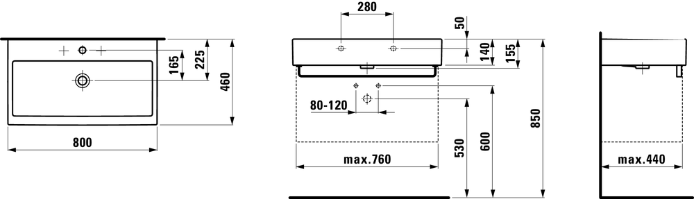 Раковина Laufen Living City 80х46 схема 4