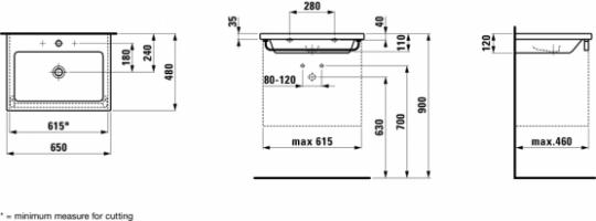 Раковина Laufen Living Square 65х48 схема 5