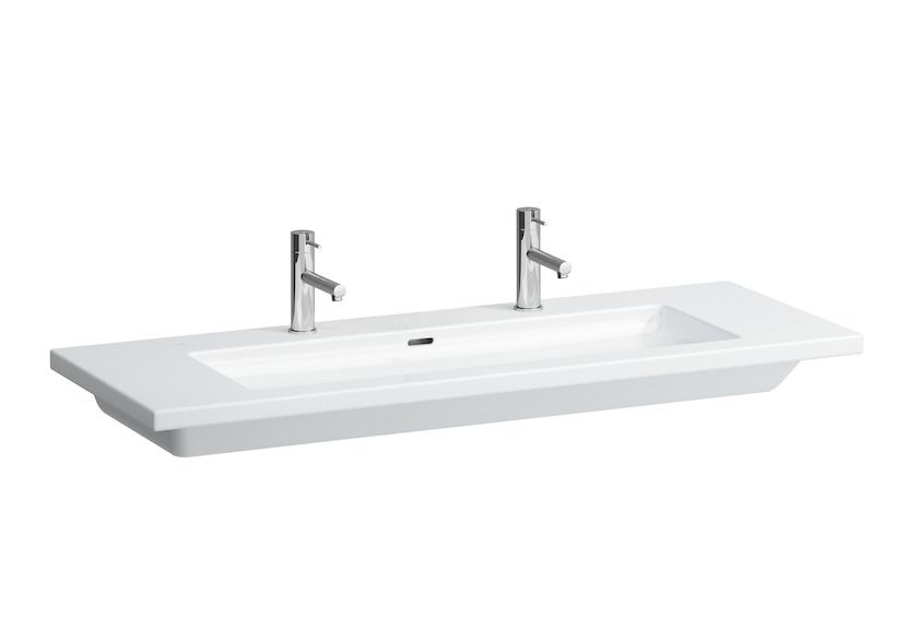 Раковина Laufen Living Square с широкой чашей на 2 смесителя 130х48