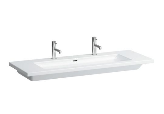 Изображение Раковина Laufen Living Square с широкой чашей на 2 смесителя 130х48