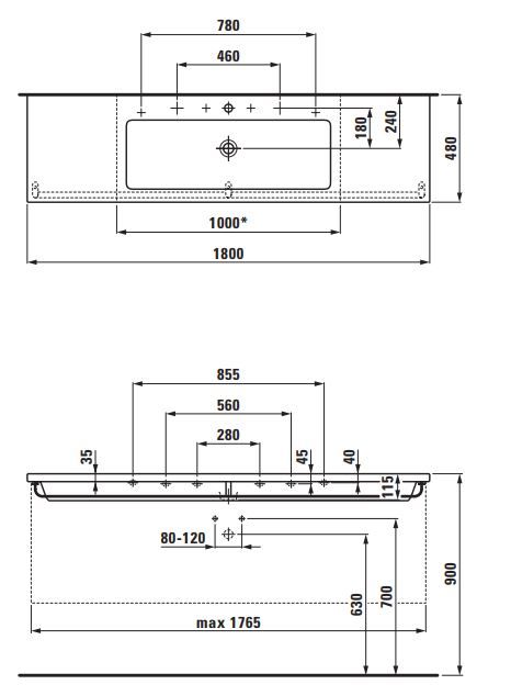 Раковина Laufen Living Square 180х48 схема 2