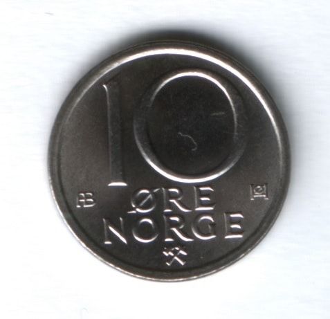10 эре 1975 г. Норвегия UNC