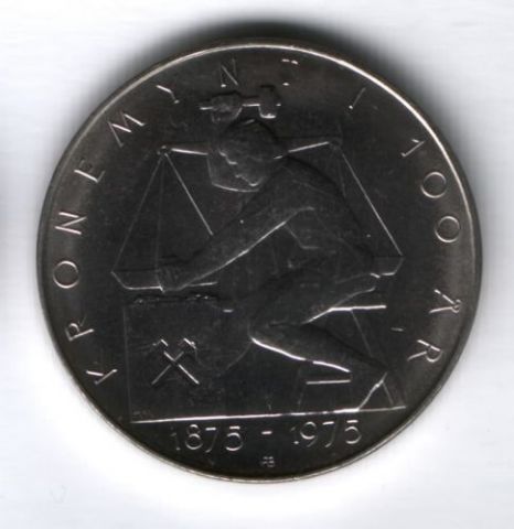 5 крон 1975 г. Норвегия UNC, 100 лет норвежской кроне