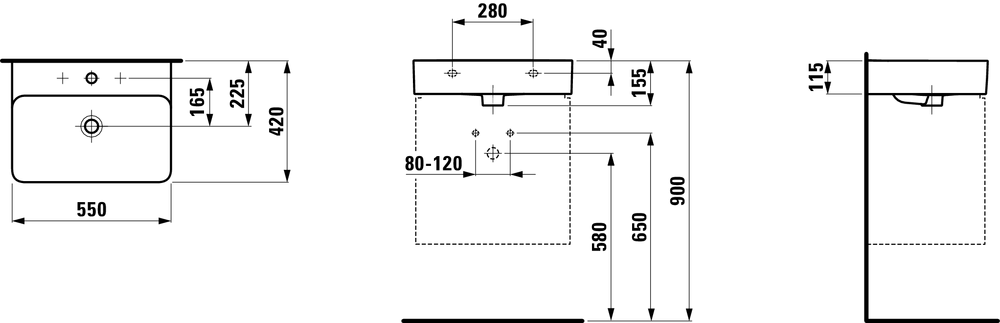 Раковина Laufen Val 55х42 схема 2