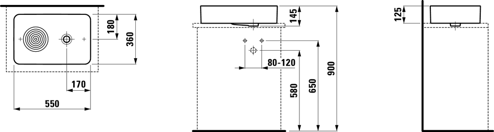 Раковина Laufen Val 55х36 схема 1