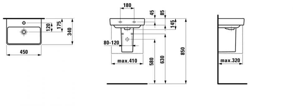 Рукомойник Laufen Pro S 45х34 ФОТО